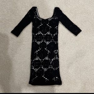 Free People Bodycon Black/White Dress Sz XS/S
